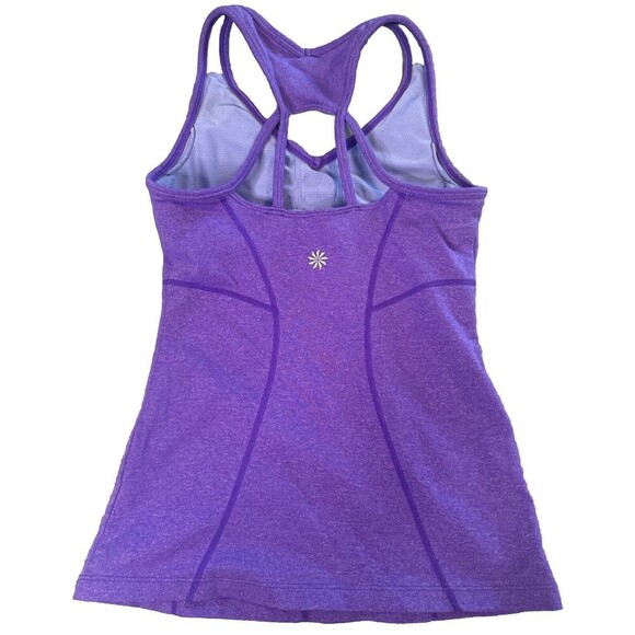 Athleta PURPLE Equator Racerback Tank Top Shelf Bra Lycra Sport Strappy SZ XXS - Picture 2 of 4